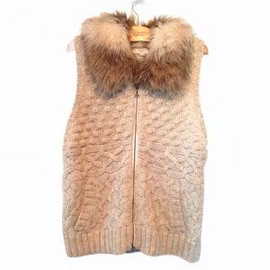 LOFT WOOL/ALPACA CABLE KNIT SWEATER VEST XL